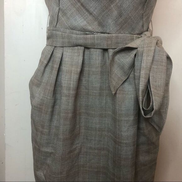Lida Baday Wool Plaid Strapless Dress Size 4 Academia Business Casual Office 4 - Picture 3 of 14